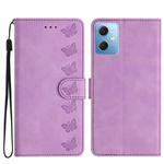 For Xiaomi Redmi Note 12 5G Global Seven Butterflies Embossed Leather Phone Case(Purple)