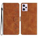 For Xiaomi Redmi Note 12 Pro 5G Global Seven Butterflies Embossed Leather Phone Case(Brown)