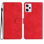 For Xiaomi Redmi Note 12 Pro 5G Global Seven Butterflies Embossed Leather Phone Case(Red)