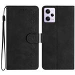 For Xiaomi Redmi Note 12 Pro 5G Global Seven Butterflies Embossed Leather Phone Case(Black)