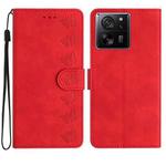 For Xiaomi 13T Seven Butterflies Embossed Leather Phone Case(Red)