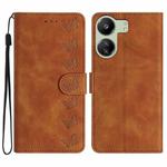 For Xiaomi Redmi 13C 4G Seven Butterflies Embossed Leather Phone Case(Brown)