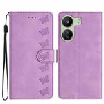 For Xiaomi Redmi 13C 4G Seven Butterflies Embossed Leather Phone Case(Purple)