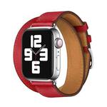 For Apple Watch Series 7 41mm / 6 & SE & 5 & 4 40mm / 3 & 2 & 1 38mm Leather Double Loop Watch Band(Red)