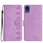 For Samsung Galaxy A04 Core Seven Butterflies Embossed Leather Phone Case(Purple)