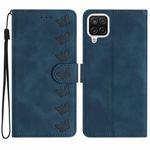 For Samsung Galaxy A12 5G Seven Butterflies Embossed Leather Phone Case(Blue)