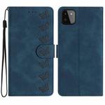 For Samsung Galaxy A22 5G Seven Butterflies Embossed Leather Phone Case(Blue)