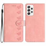 For Samsung Galaxy A33 5G Seven Butterflies Embossed Leather Phone Case(Pink)