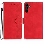 For Samsung Galaxy A34 Seven Butterflies Embossed Leather Phone Case(Red)