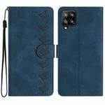 For Samsung Galaxy A42 5G Seven Butterflies Embossed Leather Phone Case(Blue)