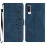 For Samsung Galaxy A50 Seven Butterflies Embossed Leather Phone Case(Blue)