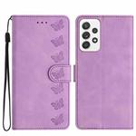 For Samsung Galaxy A72 5G Seven Butterflies Embossed Leather Phone Case(Purple)