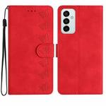 For Samsung Galaxy M23 Seven Butterflies Embossed Leather Phone Case(Red)