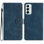 For Samsung Galaxy M52 5G Seven Butterflies Embossed Leather Phone Case(Blue)