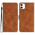 For Samsung Galaxy A05 Seven Butterflies Embossed Leather Phone Case(Brown)