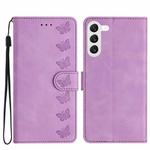 For Samsung Galaxy S24+ 5G Seven Butterflies Embossed Leather Phone Case(Purple)