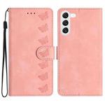 For Samsung Galaxy S24 5G Seven Butterflies Embossed Leather Phone Case(Pink)