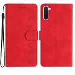 For Samsung Galaxy Note10 Seven Butterflies Embossed Leather Phone Case(Red)