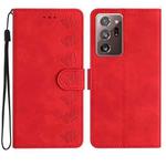 For Samsung Galaxy Note20 Ultra Seven Butterflies Embossed Leather Phone Case(Red)