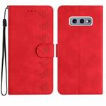 For Samsung Galaxy S10e Seven Butterflies Embossed Leather Phone Case(Red)