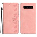 For Samsung Galaxy S10 / S10+ Seven Butterflies Embossed Leather Phone Case(Pink)
