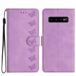 For Samsung Galaxy S10 / S10+ Seven Butterflies Embossed Leather Phone Case(Purple)