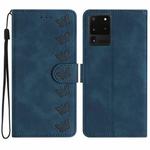 For Samsung Galaxy S20 Ultra 5G Seven Butterflies Embossed Leather Phone Case(Blue)