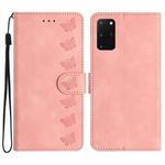 For Samsung Galaxy S20+ Seven Butterflies Embossed Leather Phone Case(Pink)