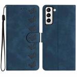 For Samsung Galaxy S21+ 5G Seven Butterflies Embossed Leather Phone Case(Blue)