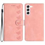 For Samsung Galaxy S23 5G Seven Butterflies Embossed Leather Phone Case(Pink)