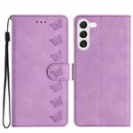 For Samsung Galaxy S23+ 5G Seven Butterflies Embossed Leather Phone Case(Purple)