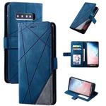 For Samsung Galaxy S10 Plus Skin Feel Splicing Horizontal Flip Leather Case with Holder & Card Slots & Wallet & Photo Frame(Blue)