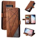 For Samsung Galaxy S10 Plus Skin Feel Splicing Horizontal Flip Leather Case with Holder & Card Slots & Wallet & Photo Frame(Brown)