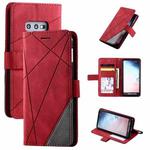 For Samsung Galaxy S10e Skin Feel Splicing Horizontal Flip Leather Case with Holder & Card Slots & Wallet & Photo Frame(Red)