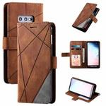 For Samsung Galaxy S10e Skin Feel Splicing Horizontal Flip Leather Case with Holder & Card Slots & Wallet & Photo Frame(Brown)