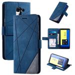 For Samsung Galaxy J6 Skin Feel Splicing Horizontal Flip Leather Case with Holder & Card Slots & Wallet & Photo Frame(Blue)