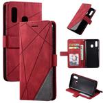 For Samsung Galaxy A20e Skin Feel Splicing Horizontal Flip Leather Case with Holder & Card Slots & Wallet & Photo Frame(Red)
