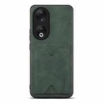 For Honor 90 Denior PU Back Cover Card Slot Holder Phone Case(Green)