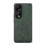 For Honor 90 Pro Denior PU Back Cover Card Slot Holder Phone Case(Green)