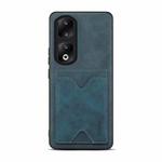 For Honor 90 Pro Denior PU Back Cover Card Slot Holder Phone Case(Blue)