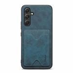 For Samsung Galaxy A34 5G Denior PU Back Cover Card Slot Holder Phone Case(Blue)