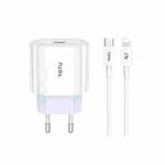 TOTU ZC32 PD 20W Type-C Port Charger with Type-C to 8 Pin Data Cable Set, Specification:EU Plug(White)