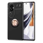 For OPPO Reno10 China Metal Ring Holder TPU Phone Case(Black+Gold)