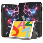 For iPad 10.2 2021 / 2020 Painted Leather Smart Tablet Case(Fluorescent Butterflies)