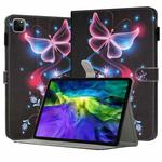 For iPad Pro 11 2022 / 2021 / 2020 Painted Leather Smart Tablet Case(Fluorescent Butterflies)