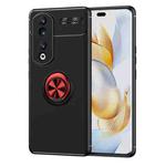 For Honor 90 Pro Metal Ring Holder TPU Phone Case(Black+Red)