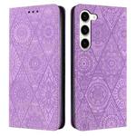 For Samsung Galaxy S23 5G Ethnic Embossed Adsorption Leather Phone Case(Purple)