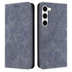 For Samsung Galaxy S23 5G Ethnic Embossed Adsorption Leather Phone Case(Grey)