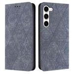 For Samsung Galaxy S23+ 5G Ethnic Embossed Adsorption Leather Phone Case(Grey)