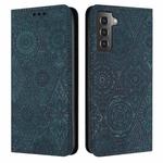 For Samsung Galaxy S22+ 5G Ethnic Embossed Adsorption Leather Phone Case(Blue)